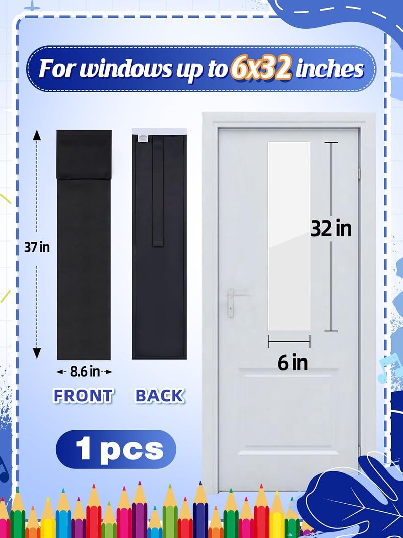 ANPHSIN Classroom Door Window Blackout Cover - Blocking 100% Views & 90% Sunlight, Black Lockdown Shade Privacy Curtain for 6'' x 32'' Window, 1 Pack - Image 5